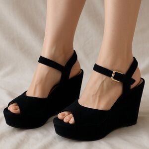 Stuart Weitzman Black Wedge Heels